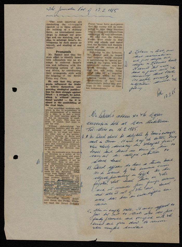 A Newspaper Clipping from the Jerusalem Post, February 1965
