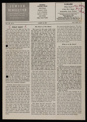 A Jewish Newsletter Published in Washington, DC, March 1957