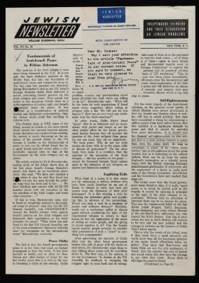 A Jewish Newsletter Published in Washington, DC, November 1960