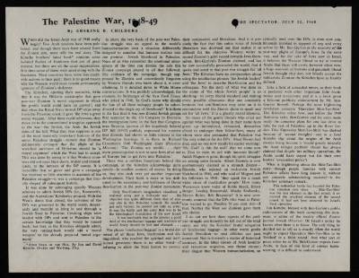 "The Palestine War, 1948-49", an Article in the Spectator, July 1960