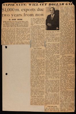 "$1,000 m. exports due two years from now", a Newspaper Clipping from the Jerusalem Post, March 1965
