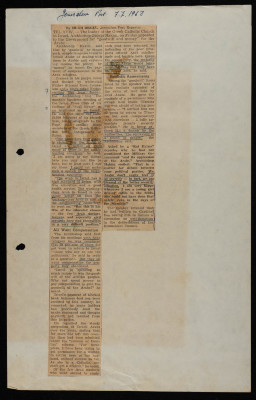 "Statements by Archbishop Hakim", a Newspaper Clipping from the Jerusalem Post, May 1963