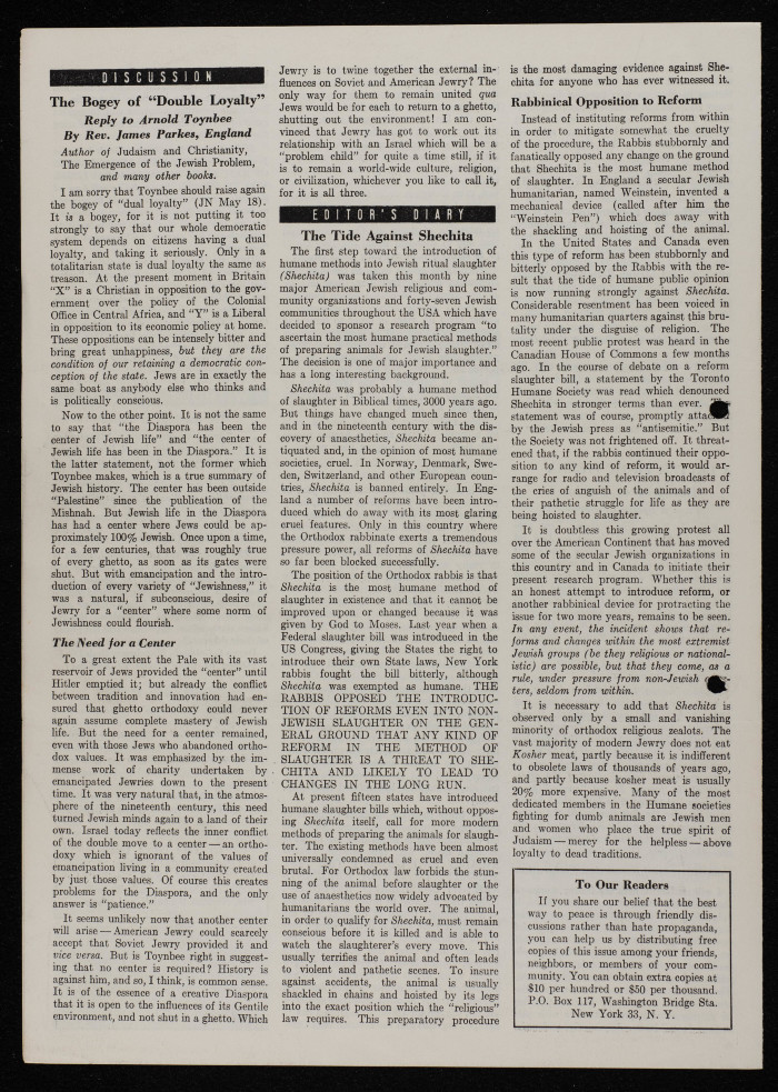 A Jewish Newsletter Published in Washington, DC, July 1959