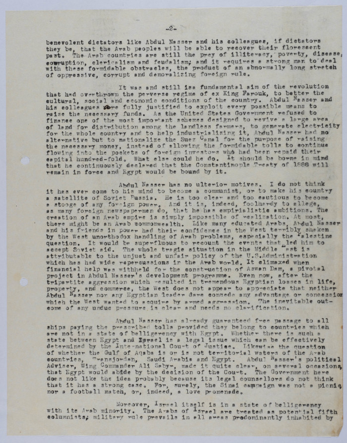 A Letter from Elyas Kusa to William Zuckerman, April 1957