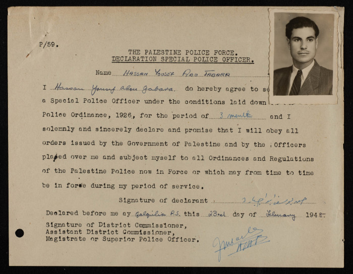 An Announcement by Palestine Police Force, 1948