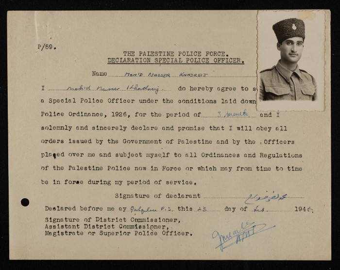 An Announcement by Palestine Police Force, 1948