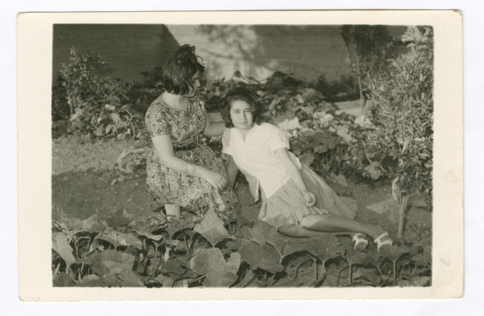 A Photograph of Haifa Irshaid and Her Friend Suhad Abbushy at Her House in Jenin 