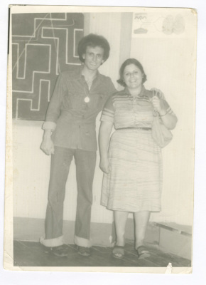 A Photograph of Haifa Irshaid with Actor Mhammad Ṣabry After a Theatrical Performance 
