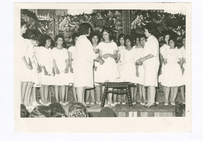 A Photograph of Ghada Rashid with Colleagues at Jenin Secondary School 