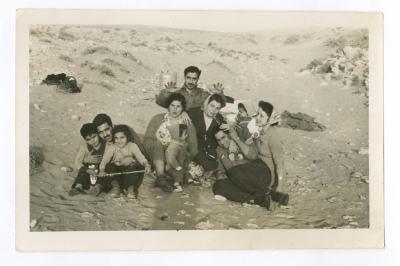 A Photograph of Anton Hanna with His family and Neighbours in Turaif, Borders of Jordan