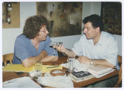 A Photograph of Ziyad Khaddash with Poet Hussein al-Barghuthy