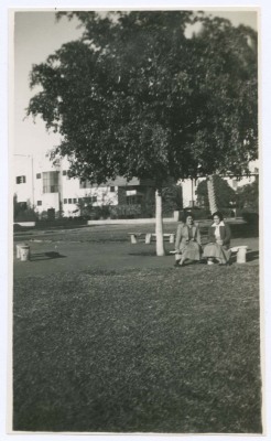 Hala and Domia Khalil Sakakini at a Park