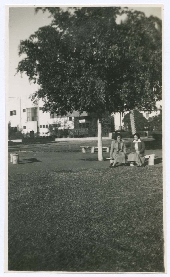 Hala and Domia Khalil Sakakini at a Park