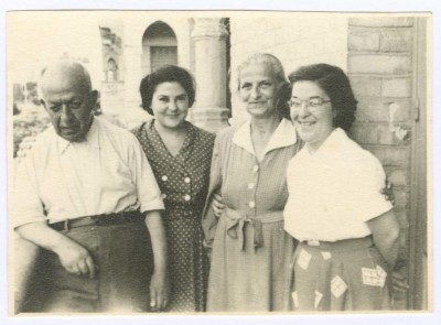 Khalil Sakakini, His Daughters Hala and Domia, and His Sister Milia, Katamon- Jerusalem, 1946