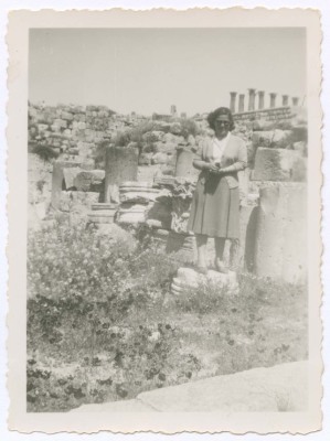 A Photograph of Domia Khalil Sakakini at an Archaeological Site 