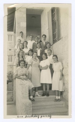 Domia and Hala Khalil Sakakini with Colleagues in Jerusalem, 1939