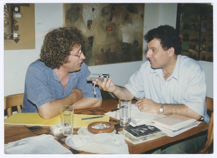A Photograph of Ziyad Khaddash with Poet Hussein al-Barghuthy