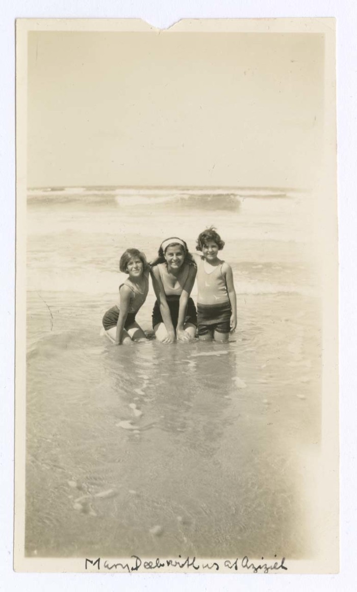 Domia and Hala Sakakini on the Beach of al-Aziziyeh, Haifa 