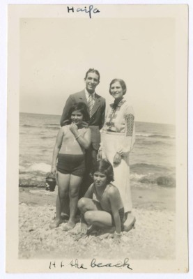 Domia and Hala Sakakini on the Beach of Haifa 