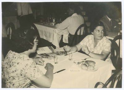 Domia and Hala Khalil Sakakini in a Restaurant