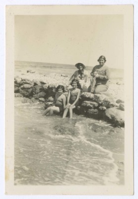 Domia and Hala Sakakini on the Beach of Haifa 