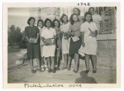Hala Khalil Sakakini and her Classmates, 1942