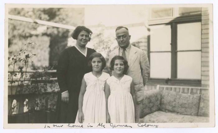 Khalil Sakakini, his Wife and his Daughters in Jerusalem 