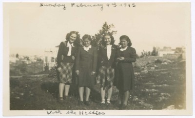 Domia and Hala Khalil Sakakini with their Classmates, Beirut, 1945