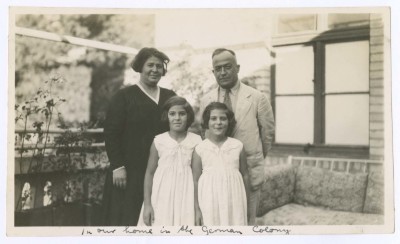 Khalil Sakakini, his Wife and his Daughters in Jerusalem 