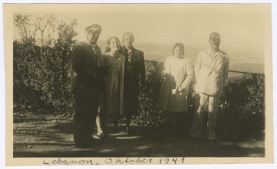 Khalil Sakakini, his Daughters Domia and Hala and his Sister Milia in Lebanon Circa 1941