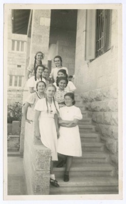 Domia and Hala Khalil Sakakini with their German School Classmates, Katamon Neighbourhood in Jerusalem