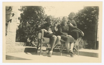 Domia and Hala Sakakini with Ilham Hallaq, Jerusalem, 1941