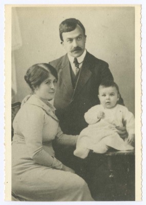 Khalil Sakakini, his Wife and Son 
