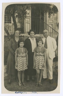 Khalil Sakakini, his Wife, his Daughters and his Sister, Katamon Neighborhood in Jerusalem, 1932 