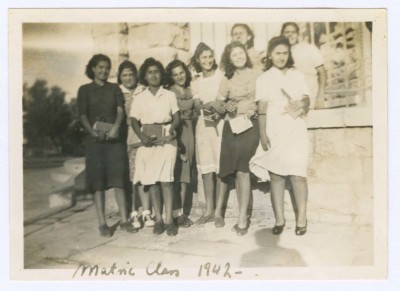 Hala Khalil Sakakini with her Classmates after the Matriculation Exam, 1942 