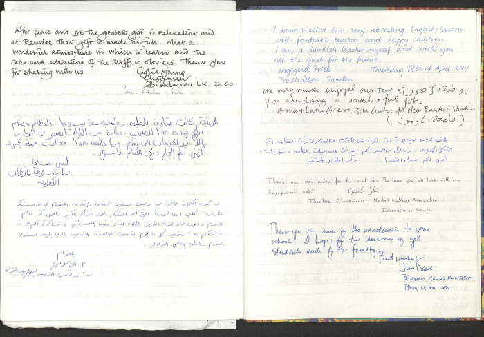 Rawdat El-Zuhur's Visitors Book 