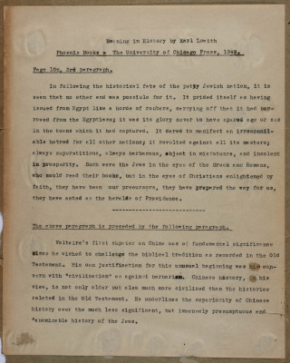 "Meaning in History", Quotes from Karl Lowith