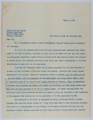 A Letter from Humphry Walz, 1958 