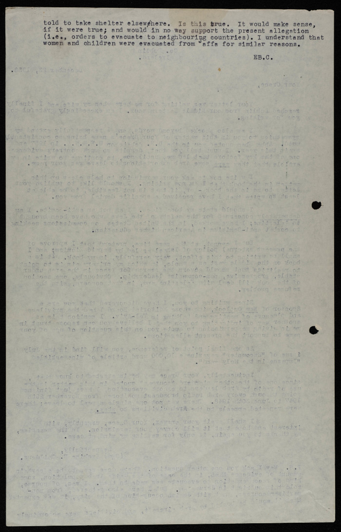 A Letter from Erskine Childers, 1958 