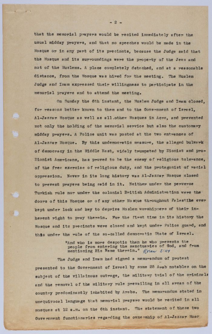 A Letter from Ilyas Kusa to Dwight Eisenhower, January 1957