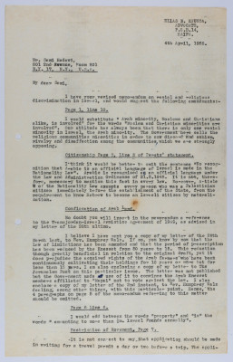 A Letter from Ilyas Kusa to Samy Haddawy, April 1958