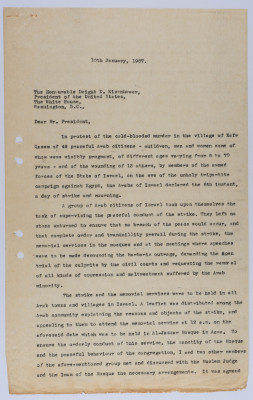 A Letter from Ilyas Kusa to Dwight Eisenhower, January 1957
