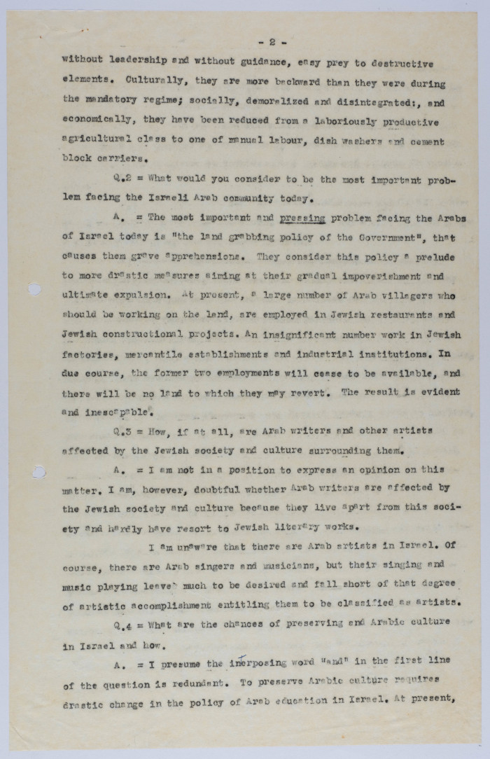 A Letter from Ilyas Kusa to Shmuel B'ari, November 1962