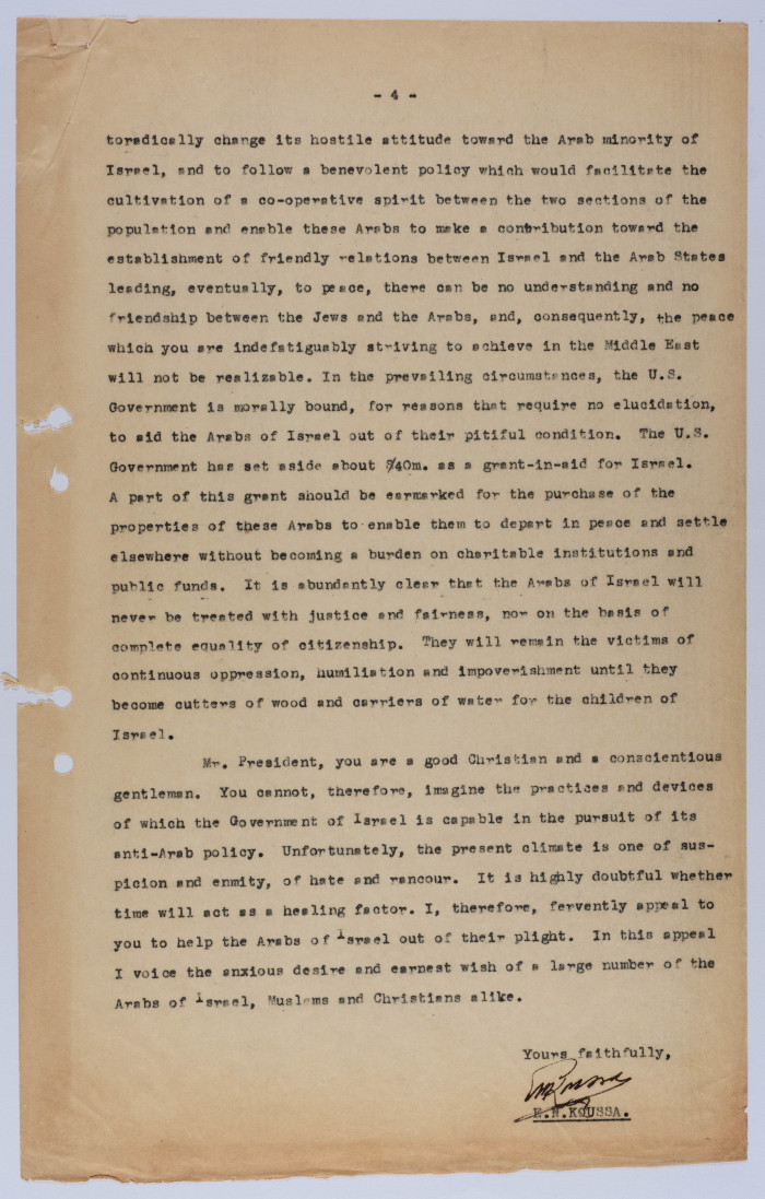 A Letter from Ilyas Kusa to Dwight Eisenhower, January 1957