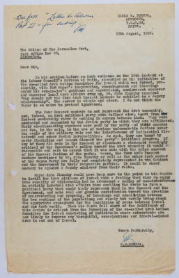 A Letter from Ilyas Kusa to the Editor of the Jerusalem Post, August 1966