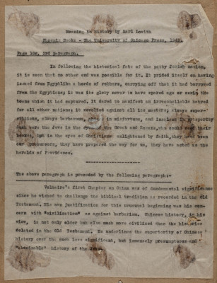 "Meaning in History", Excerpts from Karl Löwith