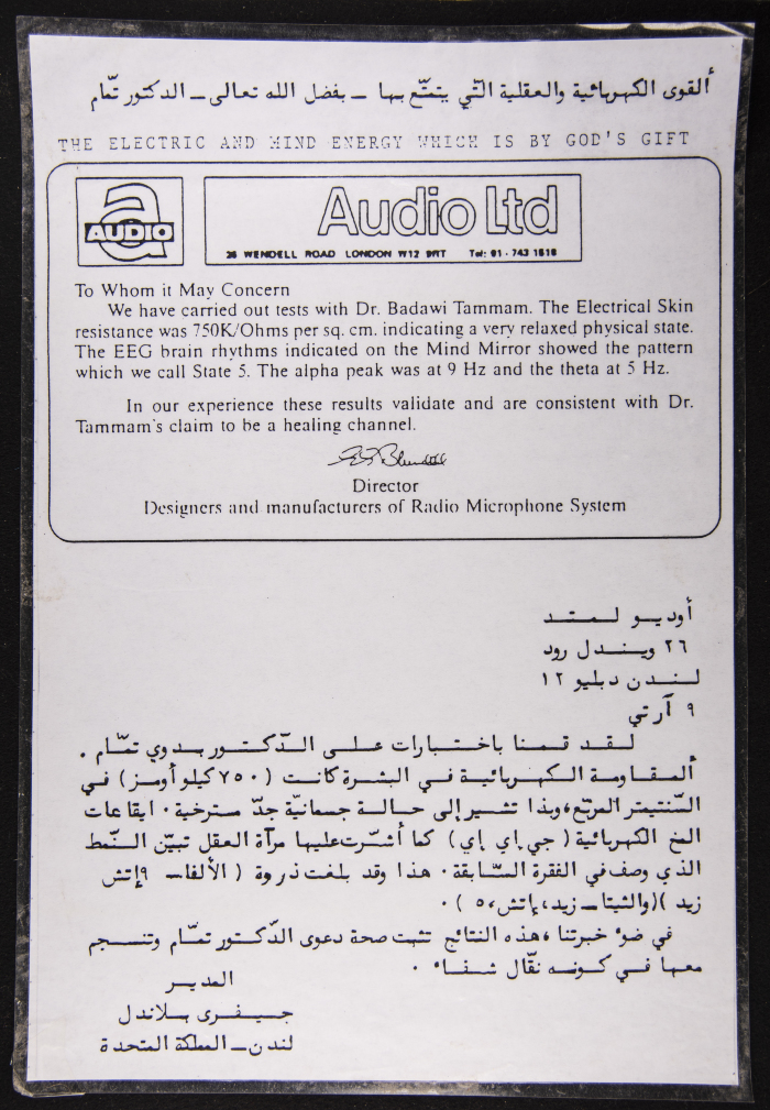 The Electric Skin Resistance and Mindset Test Implemented by Badawy at-Tamam