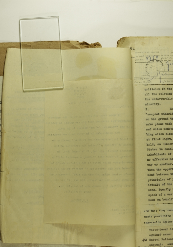 رسالة من إلياس كوسا إلى محرر صحيفة فلسطين بوست، تموز 1950 