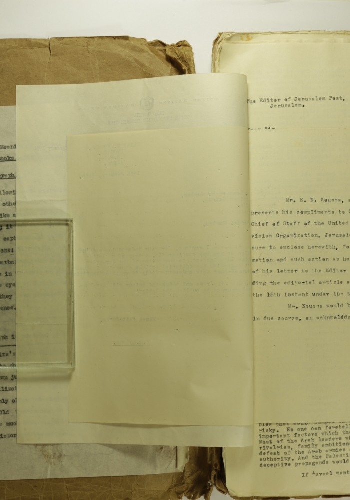 A Letter by Elyas Kusa to the American Consul, January 1956