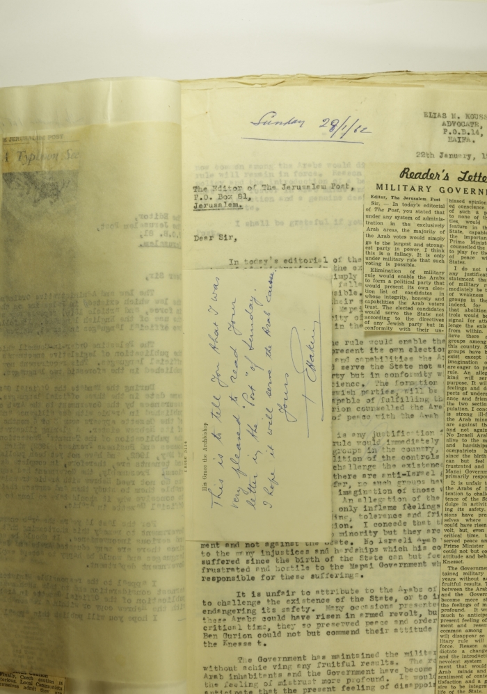 A Letter by Archbishop George Hakim, January 1962